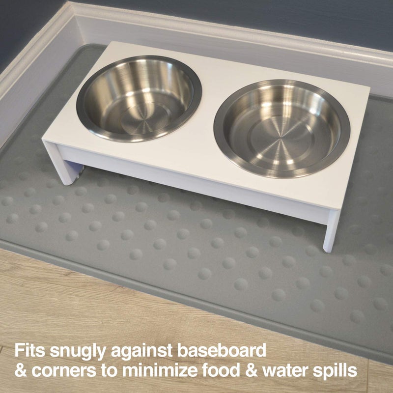 PetFusion Toughgrip Large Plus Dog Food Mat [Just The Right Size Before Getting Too Big @ 27.5 x 17.5]. Waterproof, Extra Tough FDA Grade Silicone, Grey - Image 4